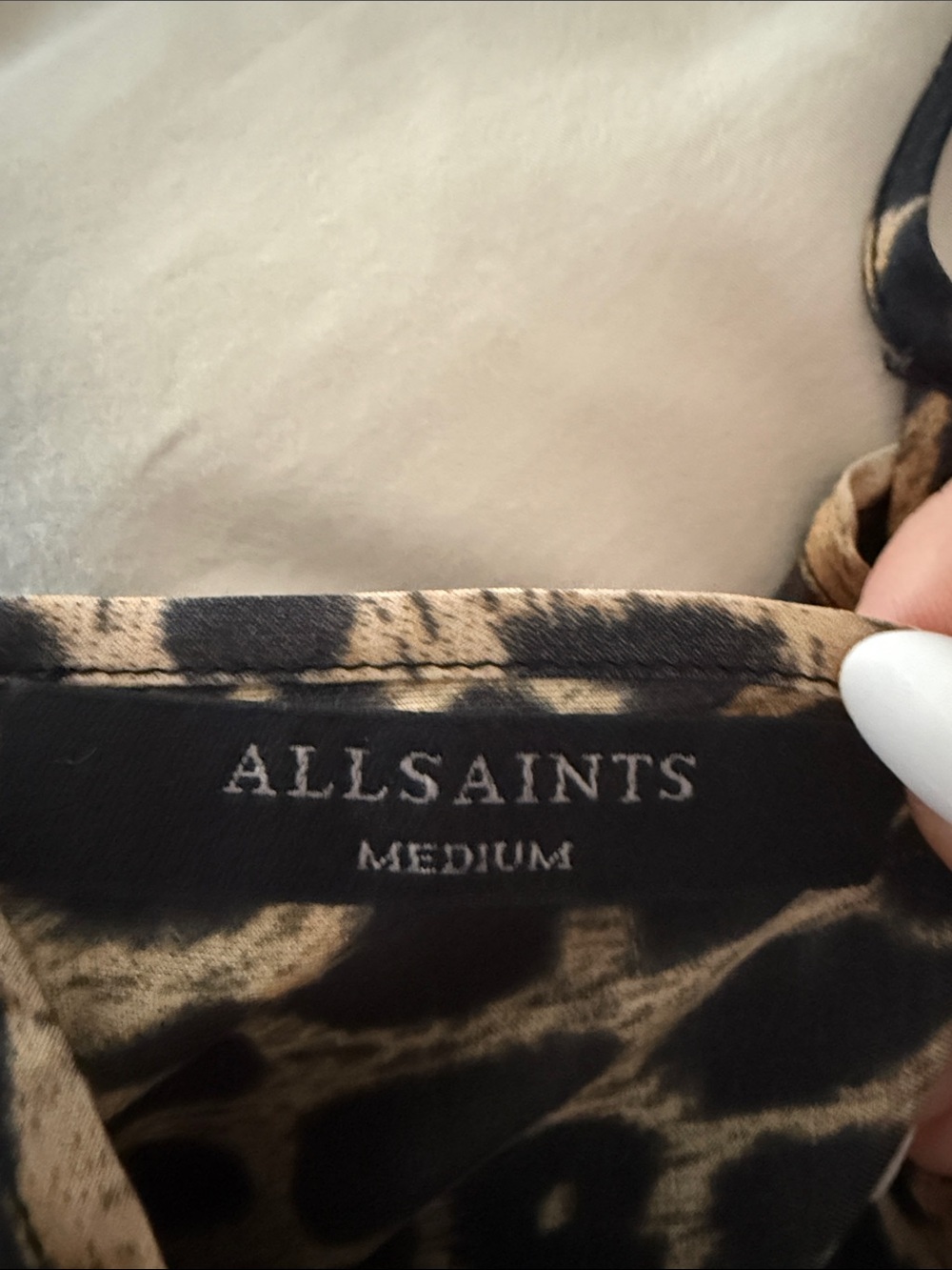 AllSaints Leopard-Print Slip Dress in Black and Tan - Picture 5 of 5